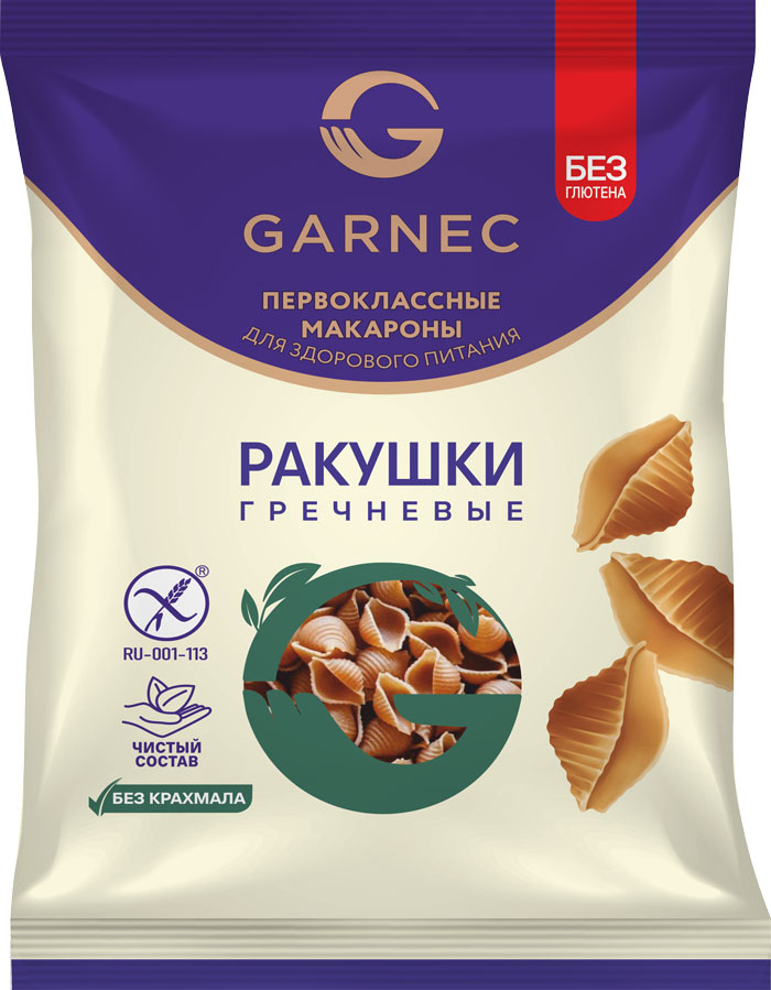 Макаронные изделия без глютена: ракушки зеленая гречка